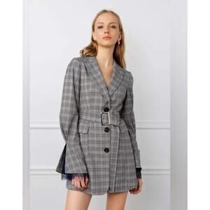 J.ING Malia Plaid Blazer Dress Grey Size Small NWT